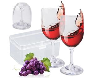 GOEDCH Bicchieri da Vino in Plastica: Confezione da 2 Bicchieri da Vino Infrangibili da Campeggio, Pieghevoli con Scatola, Compatti da Asporto per festival