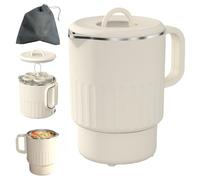 GOEDCH Bollitore pieghevole da 1 litro: bollitore portatile da campeggio con custodia e supporto per uova al vapore, bollitore elettrico in acciaio inossidabile, bollitore elettrico per esterni