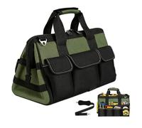 GOEDCH Borsa per attrezzi con tracolla: 16 pollici a collo largo, con cintura tattica e 16 scomparti, borsa per attrezzi per meccanici, elettricisti, falegname (verde, nero)