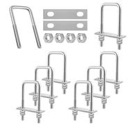 GOEDCH Bullone a U Quadrato: 8-Pezzi U Bolt in Acciaio Inox con 32 Dadi e 16 Piastra Di Telaio, 40 x 100mm U-Bolt, Bullone a U M8 per Tubo Dell'Acqua Fisso, Tubo, Barche, Traino Auto