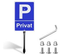 GOEDCH Cartello per parcheggio privato con palo: 30 x 20 cm, con palo da 45 cm, resistente alle intemperie, divieto di parcheggio, ben visibile, facile da montare, targa di parcheggio