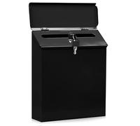 GOEDCH Cassetta Postale: Cassetta Postale da Parete Nera con Serratura, Cassetta Postale Retrò Resistente Alle Intemperie in Lamiera, Cassetta Postale Antifurto Quadrata in Acciaio Inossidabile