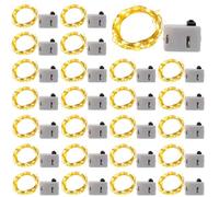 GOEDCH Catena Luminosa 2 M: 25 Pezzi, 20 LED, Luce Lucciola Con Batteria per Feste, Natale, Halloween (Bianco Caldo)