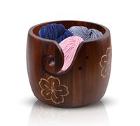 GOEDCH Ciotola per filato: ciotola per filato in legno con stampa, accessori fatti a mano, organizer per accessori, ciotola per uncinetto, supporto per filo in legno per lavori a maglia, progetti