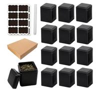 GOEDCH Confezione da 12 lattine da tè rettangolari: classiche per tè sfuso con 16 etichette e gesso liquido, ermetiche in metallo nero, rettangolari per tè, caffè, zucchero, 7 x 7 x 8,5 cm