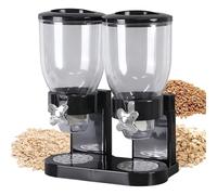 GOEDCH Confezione da 2 distributori di cereali doppi: 4 l, distributore di cereali trasparente con doppio serbatoio, distributore ermetico per cereali da cucina, dispensa, caramelle, 41 x 19,5 x 34 cm