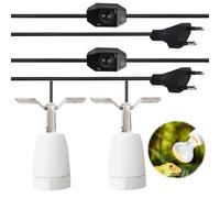 GOEDCH Confezione da 2 portalampada Heiz E27: portalampada in ceramica per lampada riscaldante, portalampada in porcellana, girevole a 360°, base rettile, con cavo da 1,8 m, per acquario rettile