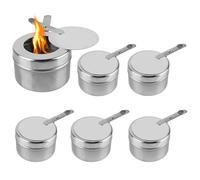 GOEDCH Contenitore per Combustibile: Set di 6 Supporto del Bruciatore in Acciaio Inox per Escursioni, Campeggio, Contenitore porta Combustibile con Coperchio, Contenitori per Pasta, Carne