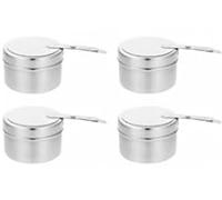 GOEDCH Contenitore per pasta combustibile: 4 bruciatori per pasta in acciaio inox, bruciatore per fonduta portatile con manico, gel combustibile, bruciatore alcolico con copertura per buffet, barbecue
