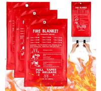 GOEDCH Coperta antincendio: 3 pezzi da 100 x 100 cm, coperta antincendio in fibra di vetro, coperta antincendio in fibra di vetro, per la casa, per incendi grassi, uffici, garage, officine di