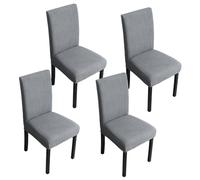 GOEDCH Coprisedie Spesse Grigio Chiaro: Set da 4 Rivestimenti per Sedia Elasticizzati, Premium Confezionati Sotto Vuoto per Sala da Pranzo, Protezioni per Sedia Rimovibili per Cucina, Ristorante, Casa