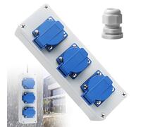 GOEDCH Distributore di corrente 230 V: distributore a parete a 3 scomparti, IP44, impermeabile, 16 A, con 3 prese Schuko da 230 V, per uso interno ed esterno, presa esterna