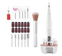 GOEDCH Fresa per unghie senza fili: set per manicure 3 in 1 elettrico con display a LED e 12 testine abrasive, direzione regolabile, professionale, elettrico, base con luce UV (bianco)