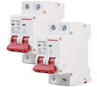 GOEDCH Interruttore Magnetotermico CC Miniaturizzato: 2 pezzi 63 A, 2 poli, DZ47-63 DC Interruttori Automatici di Sicurezza, Magnetotermico per Sistema Solare Fotovoltaico per Residenziale