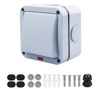 GOEDCH Interruttore Resistente Alle Intemperie: Confezione da 2 Interruttori per Luci da Esterno, 20A Interruttore Universale Impermeabile con Apertura SingolaI Doppio Controllo con Spia Luminosa