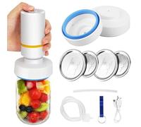 GOEDCH Kit di Sigillatura Sottovuoto Elettrica per Barattoli di Vetro: Bianca Piccola Macchina Automatica per Sottovuoto per Aperture Ampie e Regolari, Sottovuoto per la Conservazione Degli Alimenti