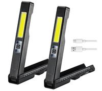 GOEDCH Lampada da Officina a LED: Confezione da 2 Luci da Lavoro, Torcia Elettrica, Luce da Lavoro Girevole a 180° con Magnete e Gancio, Torce Magnetiche LED Ricaricabili per Riparazione Auto