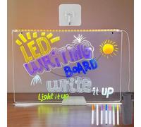 GOEDCH Lampada LED DIY Creativa: Luce Notturna Cancellabile DIY con 7 Penna Cancellabile, Base per Striscia Luminosa LED Sospesa Adatta Ai Graffiti, Tavolo da Disegno Luminoso con Gancio e Catena