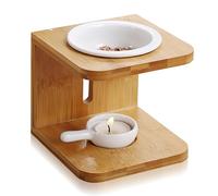 GOEDCH Lampada profumata per oli essenziali e cera profumata: bruciatore in ceramica di bambù, diffusore di olio profumato, lampada aromatica per aromaterapia, per relax a casa, in ufficio, spa (12 x