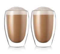 GOEDCH Latte Macchiato Bicchieri a doppia parete: 2 bicchieri da caffè a doppia parete da 450 ml, in vetro borosilicato, tazze da caffè isolate, cappuccino, latte, tè, latte
