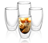 GOEDCH Latte Macchiato Bicchieri a doppia parete: 4 pezzi 450 ML bicchieri da caffè a doppia parete in vetro borosilicato, tazze da caffè isolate, cappuccino, latte, tè, latte
