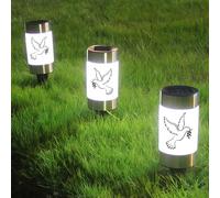 GOEDCH Luce Solare per Tomba a LED: 3 Pezzi Bianche Luci LED per Tomba con Adesivo a Forma di Colomba della Pace, Luce per Tomba con Picchetto da Terra per Esterni, Luci Tombe Impermeabili per Ricordo