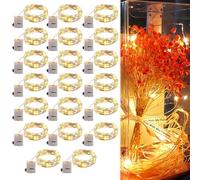 GOEDCH Luci LED a Batteria: 20 Pezzi Mini Lampada a Batteria Filo Di Rame, 3 Metri 30 LED Rame Filo Ghirlanda Catena Luminose per Natale Matrimonio Decorative Festa Interno Camera, Bianco Caldo