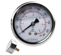 GOEDCH Manometro 0-6 bar/psi: 62 mm quadrante manometro, manometro riempito di liquido, acciaio inossidabile 1/4" BSP 2.5" quadrante liquido, manomete con adattatore in ottone con nastro grezzo