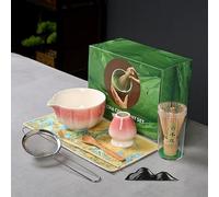 GOEDCH Matcha Set 7 pezzi Rosa Matcha Tea Set Matcha Cerimonia Set Matcha con Scopa Matcha, Ciotola Matcha, Colino Filtro Matcha, Chasen, Cucchiaio Matcha e Setaccio Matcha, Asciugamano da tè Matcha
