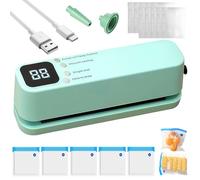 GOEDCH Mini Sigillatrice di Sacchetti: Verde Mini Macchina Sottovuoto con 10 Sacchetti Sottovuoto, Macchina per Sottovuoto Portatile Wireless per la Conservazione Degli Alimenti