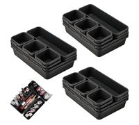 GOEDCH Organizer per cassetti: 24 pezzi, contenitore per attrezzi, organizer per cassetti, cucina, scatole per scrivania, bagno