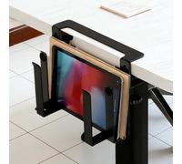 GOEDCH Organizer sospeso per computer portatile: doppio strato, senza trapano, scrivania, portaoggetti laterale per laptop, supporto da scrivania regolabile per laptop, Pro, documenti