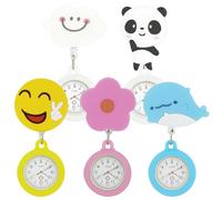 GOEDCH Orologio da tasca da infermiera: 5 pezzi, carino a scomparsa, medico, orologio da tasca, portatile, con puntatore, medico, custodia in silicone, per infermiere, donna