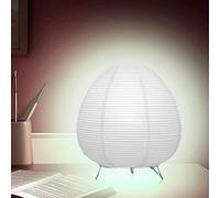 GOEDCH Paralume in carta di riso: lampada da comodino retrò in carta di riso con paralume bianco e spina standard europea, interruttore a pressione, lampada in carta di riso per camera da letto e