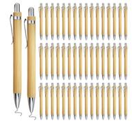 GOEDCH Penne a Sfera in Legno di Bambù: Set di 50 Penne a Sfera Retrattili in Legno, Penna a Sfera Ecologica in Bambù e Legno, Strumento di Scrittura in Bambù per Scrivere un Diario, Scuola, 13.6cm