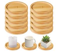 GOEDCH Piatti per Candela: 12 Pezzi Rotondi Piattini Decorativi in Bambù, Sottobicchieri in Legno per Battesimi, Vassoio Decorativo per Candele per Decorare o Come Articolo da Regalo (Diametro 9cm)