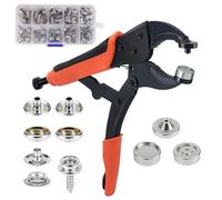 GOEDCH Pinze per Bottoni a Pressione Set: Pinza per Bottoni Automatici, Pinze a Pressione Regolabile Portatili, Pinza per Bottoni Automatici con 20 Set di Bottoni, per Tela, Cucito, Teloni, Arancione
