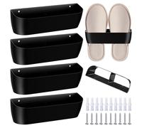 GOEDCH Portascarpe da parete: 4 pezzi organizer per scarpe da appendere, nero autoadesivo, scarpiera da parete, con strisce adesive e viti, appendini per porta per camper, campeggio