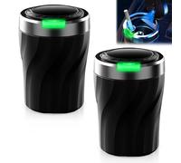 GOEDCH Posacenere Auto con Coperchio: 2 PCS Posacenere Portatile per Auto Autoestinguente con LED, Posacenere Universale Rimovibile Facile da Pulire Multifunzione per Auto Casa Ufficio e Viaggi