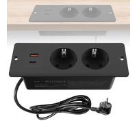 GOEDCH Presa da tavolo a scomparsa: ciabatta da incasso con USB, presa multipla con USB-A e PD-20 W Type-C per piano del tavolo o piani di lavoro, cavo da 1,5 m