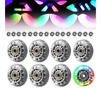 GOEDCH Ruote per Pattini in Linea: 8 Pezzi 72mm Ruote di Ricambio per Pattini in Linea per Esterni e Interni, Puleggia Argento Trasparente con Cuscinetti, Ruote per Pattinaggio a Rotelle