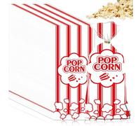 GOEDCH Sacchetti popcorn: 300 sacchetti per popcorn a righe rosso e bianco, piccola scatola popcorn, 12,5 x 27,5 cm, accessori per macchine popcorn per feste di famiglia, feste di compleanno, Natale