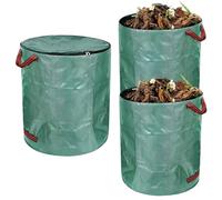 GOEDCH Sacco per Rifiuti da Giardino: 3 Pezzi 120L Sacchi Giardinaggio con Coperchio e Maniglie, Sacchi Giardinaggio Autoportante e Pieghevole, Sacchi per Raccogli Foglie da Giardino per Foglie, Erba