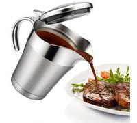 GOEDCH Salsiera termica in acciaio inox, 450 ml: doppio isolamento con coperchio ribaltabile, contenitore per salsa isolato con manico per servire salsa crema crema a casa o a cene