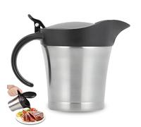 GOEDCH Salsiera termica in acciaio inox, 450 ml: doppio isolamento con coperchio ribaltabile, contenitore per salsa isolato con manico per servire salsa crema crema a casa o a cene