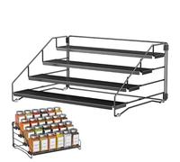 GOEDCH Scaffale portaspezie a 4 ripiani: portaspezie pieghevole nero, senza foratura, impilabile per spezie, scaffale in metallo regolabile, organizer per spezie in metallo per cucina, armadio, bagno