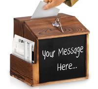 GOEDCH Scatola per Suggerimenti con Lucchetto Chiave: Cassetta Postale a Muro per Donazioni Voti Suggerimenti, Cassetta Postale Retrò con Lavagna e 2 Penne Lavagna