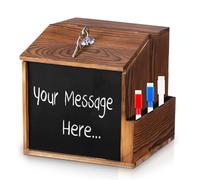 GOEDCH Scatola portaconfetti con serratura: in legno con 3 pennarelli e chiavi, cassetta delle lettere da montare a parete, cassetta delle lettere in legno per proposta, donazione, voto (21 x 16,5 x