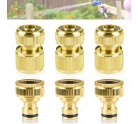 GOEDCH Set Connettori per Tubi in Ottone: Attacco Rapido per Tubo, Durevole Antigoccia Connettore Tubo Acqua da Giardino con filettatura interna per Irrigazione Giardino, Lavaggio Auto