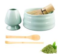 GOEDCH Set da tè Matcha: Matcha Whisk Set con Frusta Giapponese Matcha (Chasen), Cucchiaio Tradizionale (Chashaku), Cucchiaino, Giapponese Set da tè Matcha per la Cerimonia del Matcha (Verde)